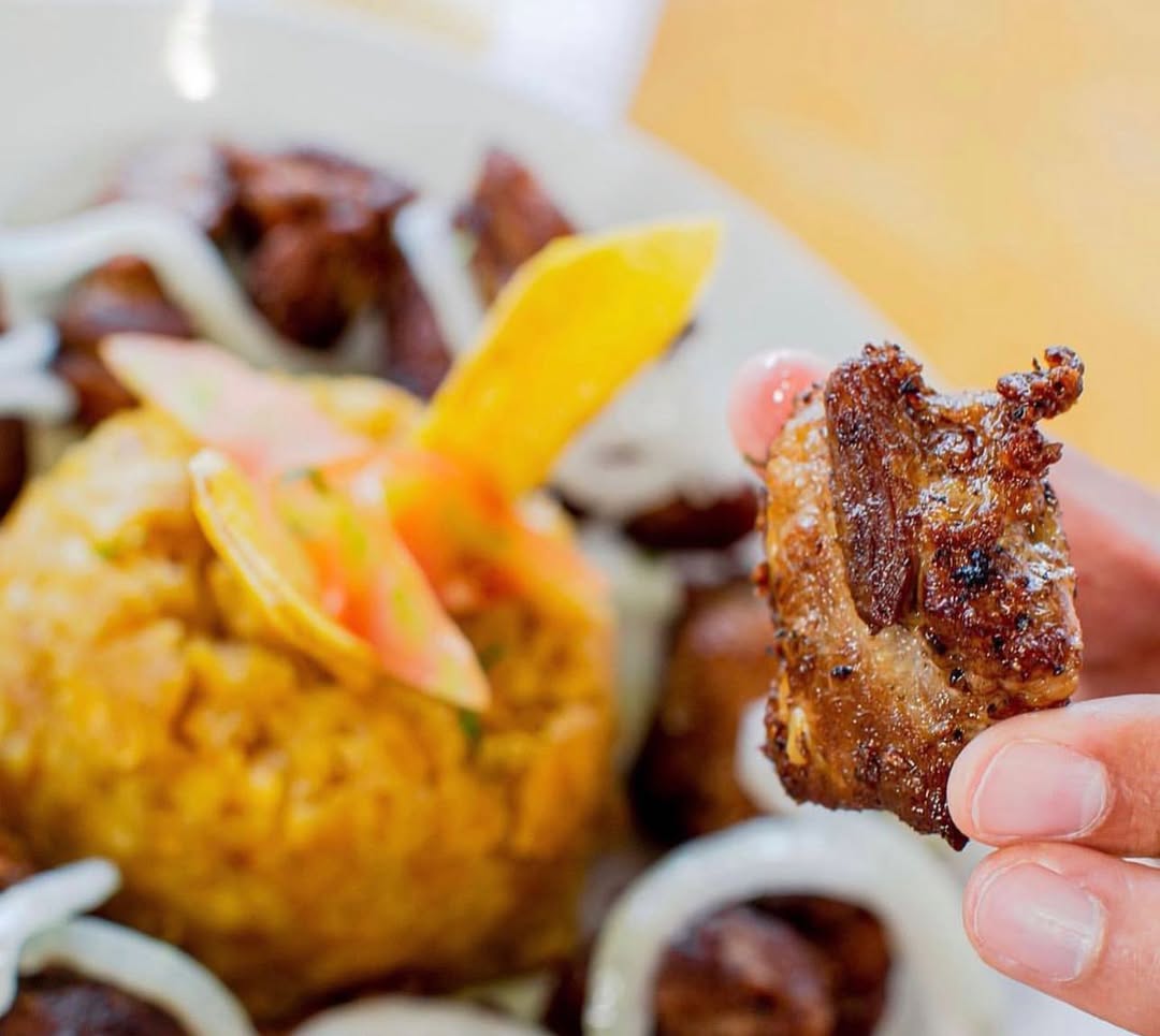 Monfongo con Carne Frita - Traditional Puerto Rican fried plantains with crispy fried pork